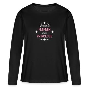 Je suis la Maman d'une Princesse - T-shirt manches longues Premium bio Femme - noir - Devant - Julia (174cm)