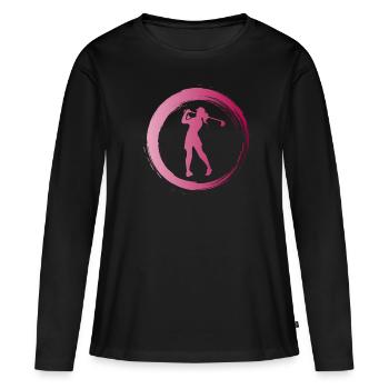Sporty Hobby Leidenschaft Golf - Frauen Premium Bio Langarmshirt - Schwarz - Vorne - Julia (174cm)