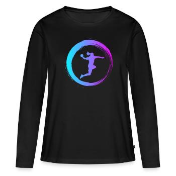 Sporty Hobby Leidenschaft Handball - Frauen Premium Bio Langarmshirt - Schwarz - Vorne - Julia (174cm)