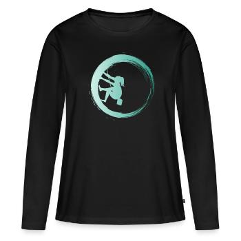 Sporty Hobby Leidenschaft Klettern - Frauen Premium Bio Langarmshirt - Schwarz - Vorne - Julia (174cm)