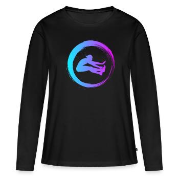 Sporty Hobby Leidenschaft Weitsprung - Frauen Premium Bio Langarmshirt - Schwarz - Vorne - Julia (174cm)