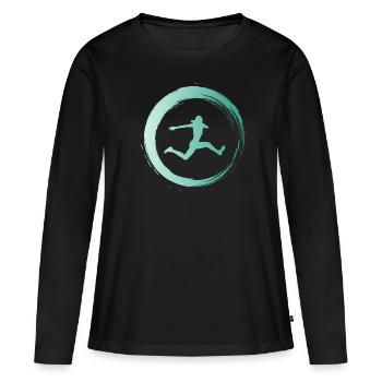Sporty Hobby Leidenschaft Dreisprung - Frauen Premium Bio Langarmshirt - Schwarz - Vorne - Julia (174cm)