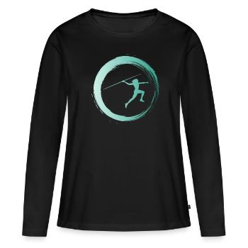 Sporty Hobby Leidenschaft Speerwurf - Frauen Premium Bio Langarmshirt - Schwarz - Vorne - Julia (174cm)
