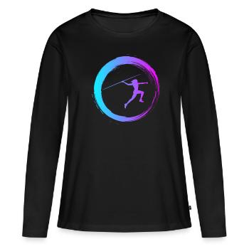 Sporty Hobby Leidenschaft Speerwurf - Frauen Premium Bio Langarmshirt - Schwarz - Vorne - Julia (174cm)