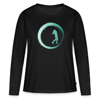 Sporty Hobby Leidenschaft Hammerwurf - Frauen Premium Bio Langarmshirt - Schwarz - Vorne - Julia (174cm)