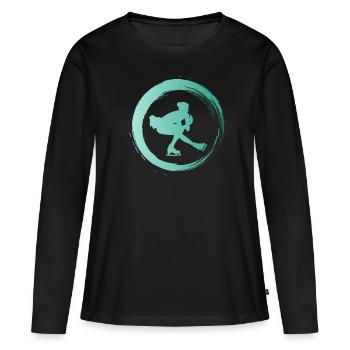 Sporty Hobby Leidenschaft Eiskunstlauf - Frauen Premium Bio Langarmshirt - Schwarz - Vorne - Julia (174cm)