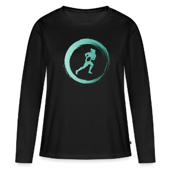 Sporty Hobby Leidenschaft Rugby - Frauen Premium Bio Langarmshirt - Schwarz - Vorne - Julia (174cm)