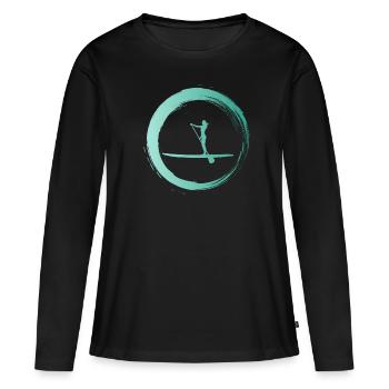 Sporty Hobby Leidenschaft Stand Up Paddle - Frauen Premium Bio Langarmshirt - Schwarz - Vorne - Julia (174cm)