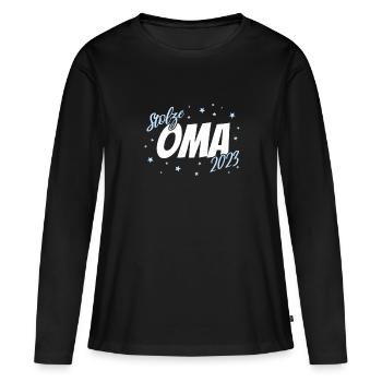 Stolze Oma 2023 Junge - Frauen Premium Bio Langarmshirt - Schwarz - Vorne - Julia (174cm)