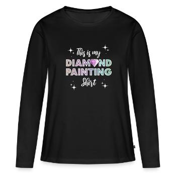 Diamond Painting Shirt - Frauen Premium Bio Langarmshirt - Schwarz - Vorne - Julia (174cm)