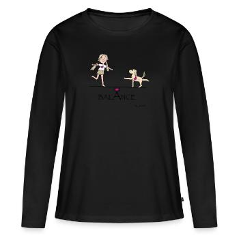 Félicité et Patte - Équilibre - T-shirt manches longues Premium bio Femme - noir - Devant - Julia (174cm)