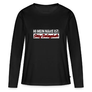 Hi mein Name ist sorry Datenschutz - Frauen Premium Bio Langarmshirt - Schwarz - Vorne - Julia (174cm)