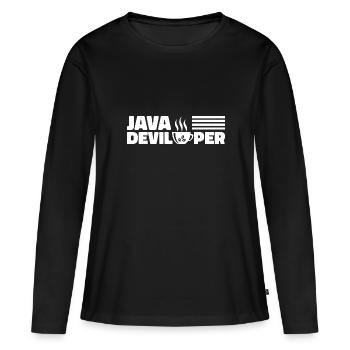 Java Developer with Coffee - T-shirt manches longues Premium bio Femme - noir - Devant - Julia (174cm)