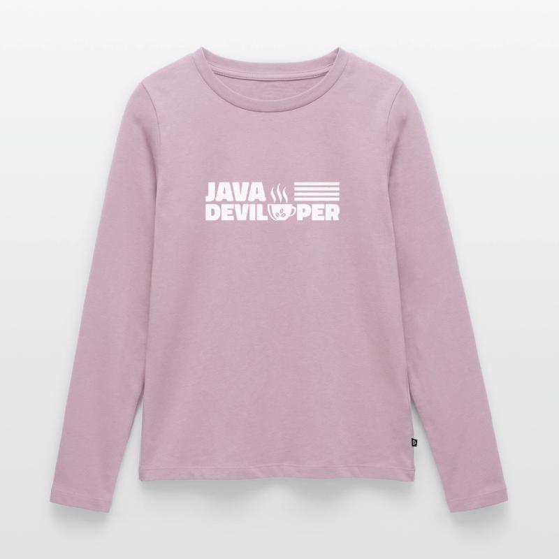 Java Developer with Coffee Frauen Premium Bio Langarmshirt