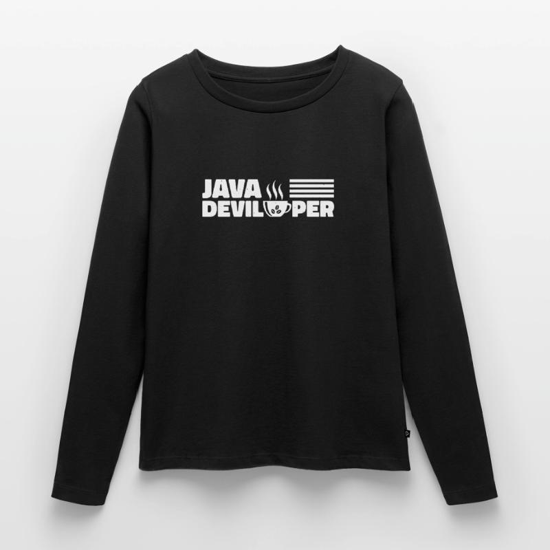 Java Developer with Coffee T-shirt manches longues Premium bio Femme