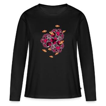 Fractal #15 Coral Clownfish - Women's Premium Organic Long Sleeve Shirt - black - Front - Julia (174cm)