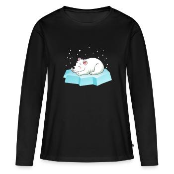 Ours polaire endormi - T-shirt manches longues Premium bio Femme - noir - Devant - Julia (174cm)