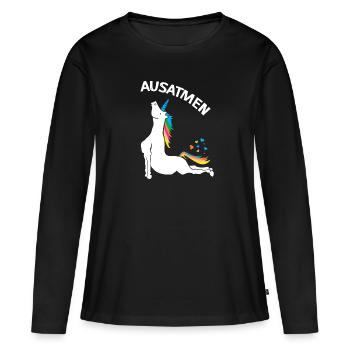 Yoga Licorne Cool Dire Méditation Professeur de Yoga - T-shirt manches longues Premium bio Femme - noir - Devant - Julia (174cm)