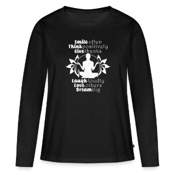 Yoga Namaste méditation Yoga professeur cadeau - T-shirt manches longues Premium bio Femme - noir - Devant - Julia (174cm)