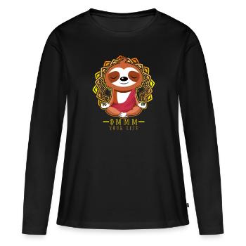 Yoga méditation Namaste Yoga professeur cadeau - T-shirt manches longues Premium bio Femme - noir - Devant - Julia (174cm)