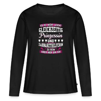 Zahnarzthelferin Spruch Zahnmedizinische Assistent - Frauen Premium Bio Langarmshirt - Schwarz - Vorne - Julia (174cm)