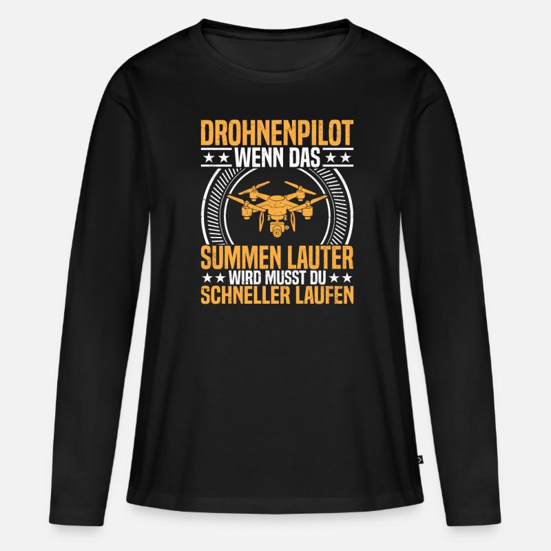 Drone Pilot Drone with Camera Drone Flying FPV - Women's Premium Organic Long Sleeve Shirt - black
