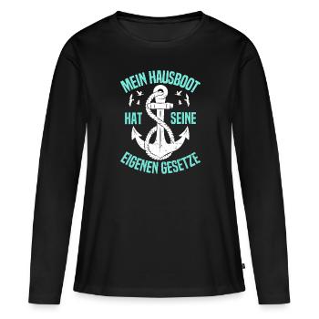 Houseboat owner Boat license Driver's license for - Women's Premium Organic Long Sleeve Shirt - black - Front - Julia (174cm)