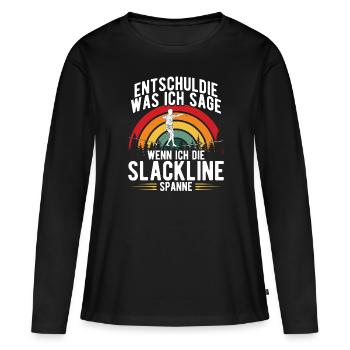 Planche de slackline Slackline sans arbre Slackliner - T-shirt manches longues Premium bio Femme - noir - Devant - Julia (174cm)