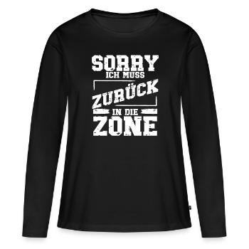 Gaming Deko Monitor Gamepad Controller Zocken - Frauen Premium Bio Langarmshirt - Schwarz - Vorne - Julia (174cm)
