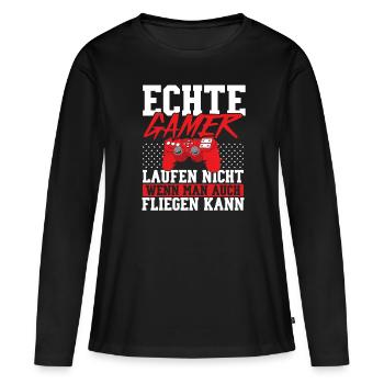 Gaming Monitor PC Gamer Videospiel Controller - Frauen Premium Bio Langarmshirt - Schwarz - Vorne - Julia (174cm)