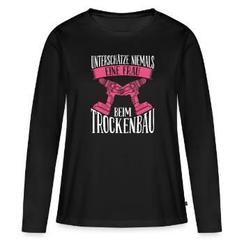Constructeur de cloisons sèches Femmes Artisan Constructeur de cloisons sèches - T-shirt manches longues Premium bio Femme - noir - Devant - Julia (174cm)