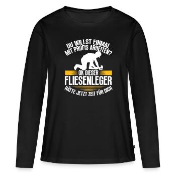 Métier de carreleur artisan compagnon - T-shirt manches longues Premium bio Femme - noir - Devant - Julia (174cm)