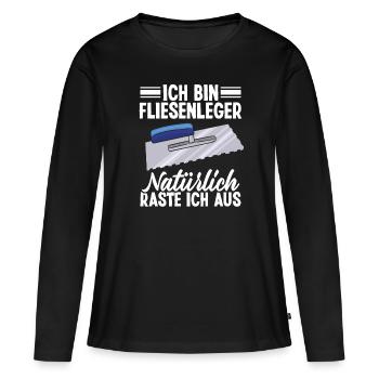 Maître carreleur Métier d’artisan carreleur - T-shirt manches longues Premium bio Femme - noir - Devant - Julia (174cm)