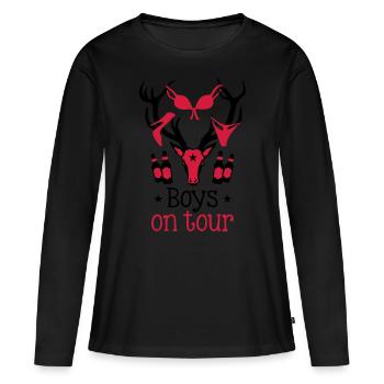 60 Macho Hirsch Geweih Boys on Tour Deer Männer - Frauen Premium Bio Langarmshirt - Schwarz - Vorne - Julia (174cm)