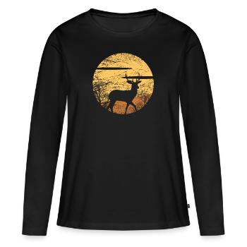 Reh. Rehbock. Geweih - Frauen Premium Bio Langarmshirt - Schwarz - Vorne - Julia (174cm)