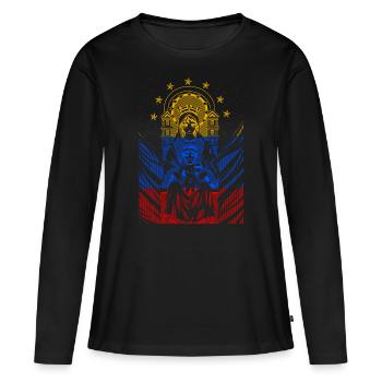 SCAN0993 6 - T-shirt manches longues Premium bio Femme - noir - Devant - Julia (174cm)