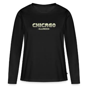 Chicago - T-shirt manches longues Premium bio Femme - noir - Devant - Julia (174cm)