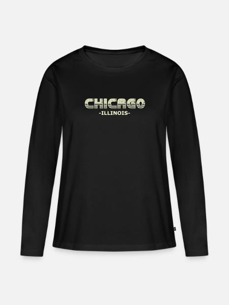 Chicago - Frauen Premium Bio Langarmshirt - Schwarz