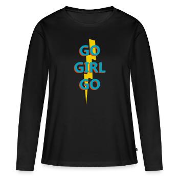 Go Girl Frau Mädchen Woman Female Blitz Motivation - Frauen Premium Bio Langarmshirt - Schwarz - Vorne - Julia (174cm)