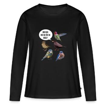 Vögel - Frauen Premium Bio Langarmshirt - Schwarz - Vorne - Julia (174cm)