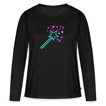 Magie magique fée étoile elfe baguette magique fille - T-shirt manches longues Premium bio Femme - noir - Devant - Julia (174cm)