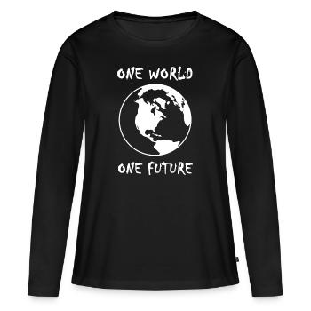 one world one future - Women's Premium Organic Long Sleeve Shirt - black - Front - Julia (174cm)