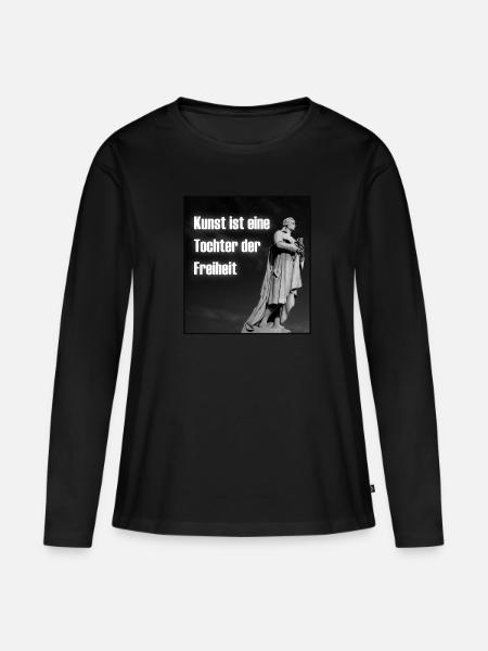 Schiller Zitat | Kunst Tochter Freiheit | Dichter - Frauen Premium Bio Langarmshirt - Schwarz