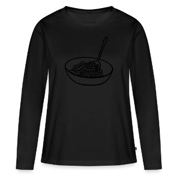 Teller Spaghetti - Frauen Premium Bio Langarmshirt - Schwarz - Vorne - Julia (174cm)