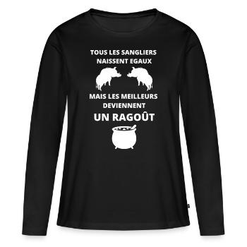 TOUS LES SANGLIERS NAISSENT EGAUX MAIS… etc - T-shirt manches longues Premium bio Femme - noir - Devant - Julia (174cm)