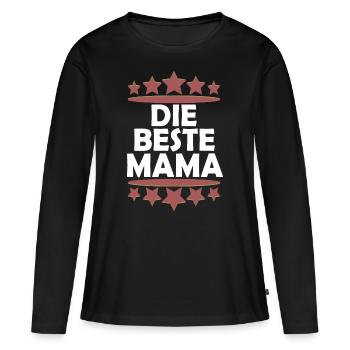 Die Beste Mama zum Muttertag für die Mama - Frauen Premium Bio Langarmshirt - Schwarz - Vorne - Julia (174cm)