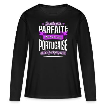 Portugaise du Portugal - T-shirt manches longues Premium bio Femme - noir - Devant - Julia (174cm)