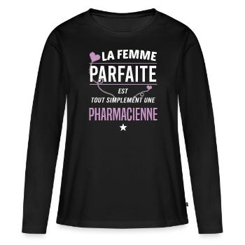 Pharmacienne - T-shirt manches longues Premium bio Femme - noir - Devant - Julia (174cm)