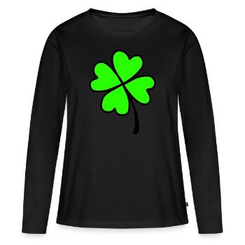Trèfle chance bonne santé - T-shirt manches longues Premium bio Femme - noir - Devant - Julia (174cm)