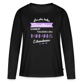 Secrétaires et mamans - T-shirt manches longues Premium bio Femme - noir - Devant - Julia (174cm)